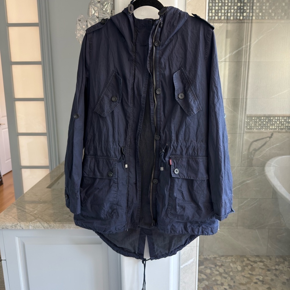 Levi's Women’s Hooded Anorak Jacket Navy Blue - Picture 12 of 13
